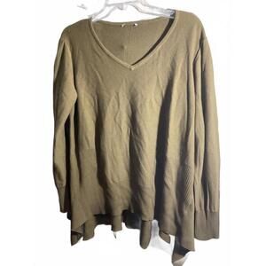 Joan Rivers Cozy V-Neck  Asymmetrical Sweater Large